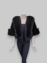 Black Mink & Black Fox Cape -One Size