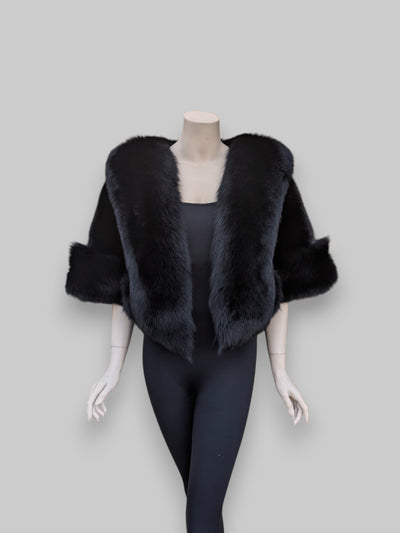 Black Mink & Black Fox Cape -One Size