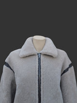 Black Beige Nappa Shearling Jacket -Small