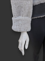 Black Beige Nappa Shearling Jacket -Small