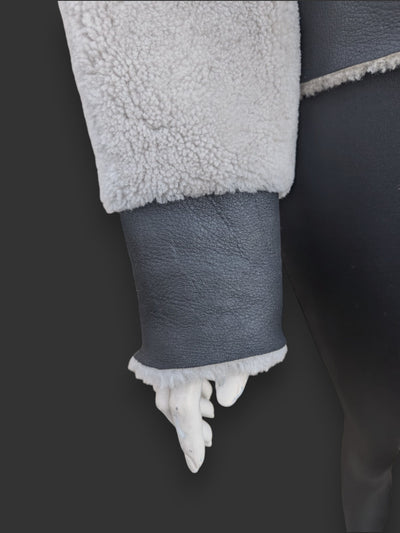 Black Beige Nappa Shearling Jacket -Small