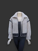Black Beige Nappa Shearling Jacket -Small