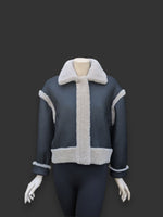 Black Beige Nappa Shearling Jacket -Small