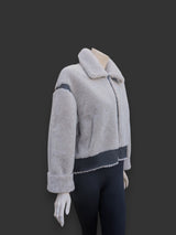 Black Beige Nappa Shearling Jacket -Small