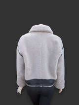 Black Beige Nappa Shearling Jacket -Small