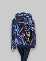 Multicolor Mink Sections Jacket w/ Hood -Medium