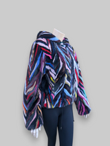 Multicolor Mink Sections Jacket w/ Hood -Medium