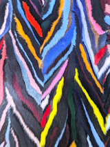 Multicolor Mink Sections Jacket w/ Hood -Medium