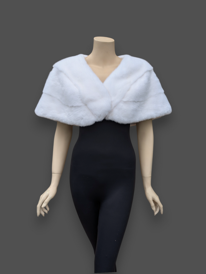 White Mink Stole -One Size