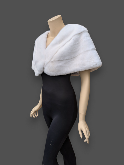White Mink Stole -One Size