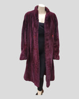 Purple-Dyed Sheared Opossum Mens Fur Coat