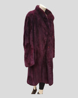 Purple-Dyed Sheared Opossum Mens Fur Coat - side view