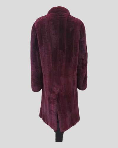 Purple-Dyed Sheared Opossum Mens Fur Coat - back view