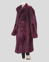 Purple-Dyed Sheared Opossum Mens Fur Coat - side view