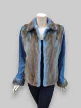 Vintage Denim and Blue-Dyed Mink Lined Jacket -Medium
