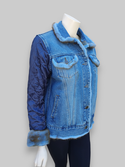Vintage Denim and Blue-Dyed Mink Lined Jacket -Medium