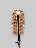 Vintage Pastel Horizontal Cut Mink Coat -Large