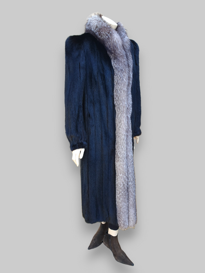 Vintage Dark Mink Indigo/Silver Blue Fox Tux Coat -Medium