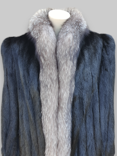 Vintage Dark Mink Indigo/Silver Blue Fox Tux Coat -Medium