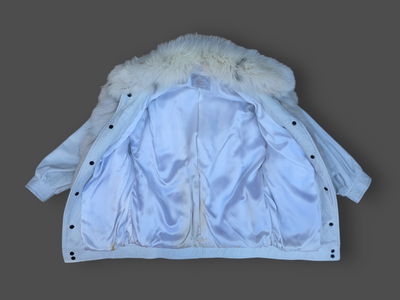 Vintage Lynx-Dyed Fox & White Leather Jacket -Large