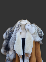 Vintage Rust Shearling & Coyote Jacket -Small