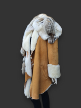 Vintage Rust Shearling & Coyote Jacket -Small
