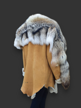 Vintage Rust Shearling & Coyote Jacket -Small