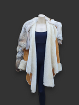 Vintage Rust Shearling & Coyote Jacket -Small