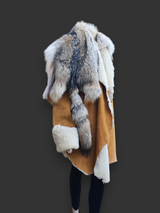 Vintage Rust Shearling & Coyote Jacket -Small