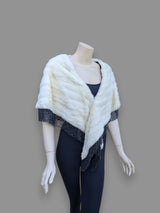 Ermine & Fringe Mink Trim Stole -One Size