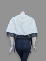 Ermine & Fringe Mink Trim Stole -One Size