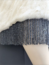 Ermine & Fringe Mink Trim Stole -One Size