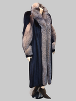 Vintage Dark Brown Mink w/ Krystal Fox Trim Coat -Medium