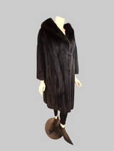 Vintage Dark Brown Mink Coat -Medium