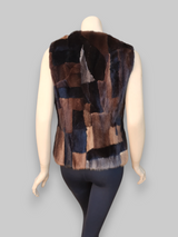 Vintage Multicolor Mink Sections Vest -Small/Medium