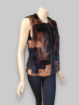 Vintage Multicolor Mink Sections Vest -Small/Medium