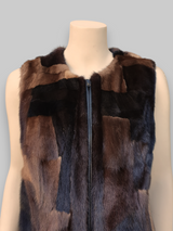 Vintage Multicolor Mink Sections Vest -Small/Medium