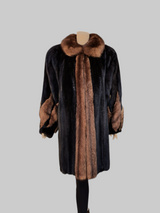 Vintage Dark Brown Mink & Sable Short Coat -Large