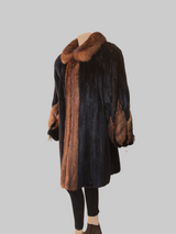 Vintage Dark Brown Mink & Sable Short Coat -Large