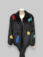 Vintage Black/Multicolor Reversible Rabbit Jacket -XL