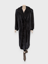 Dark Mink Coat w/ Dyed Fox Trim -Medium