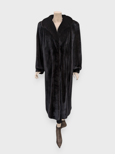 Dark Mink Coat w/ Dyed Fox Trim -Medium