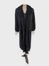 Dark Mink Coat w/ Dyed Fox Trim -Medium