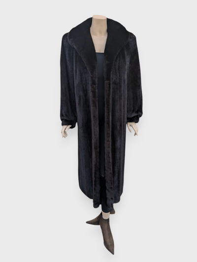 Dark Mink Coat w/ Dyed Fox Trim -Medium