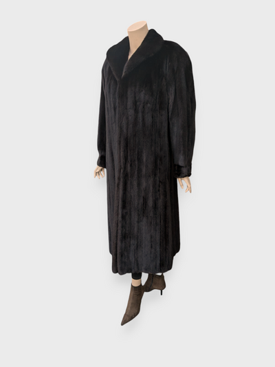 Dark Mink Coat w/ Dyed Fox Trim -Medium