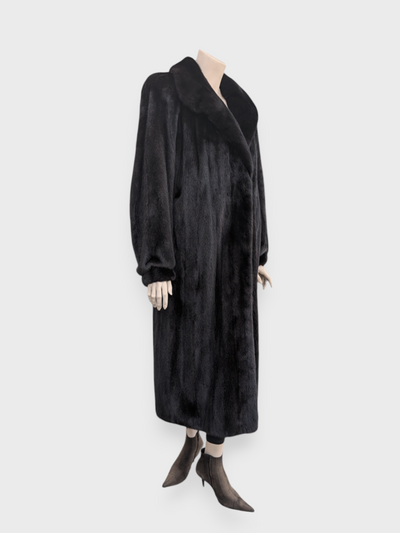 Dark Mink Coat w/ Dyed Fox Trim -Medium