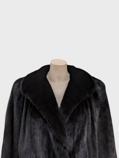 Dark Mink Coat w/ Dyed Fox Trim -Medium