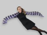 LAYERED SILVER FOX FUR & KNITTED CASHMERE SCARF