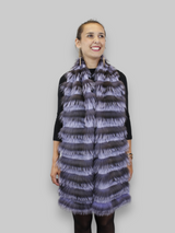 LAYERED SILVER FOX FUR & KNITTED CASHMERE SCARF