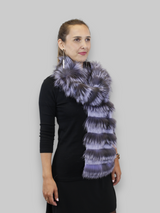 LAYERED SILVER FOX FUR & KNITTED CASHMERE SCARF